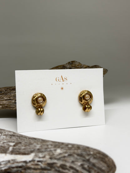 Boucles d'oreilles Puces Amarante perle mini Bijoux Produite à Marseille Gas bijoux Puces Amarante perle mini