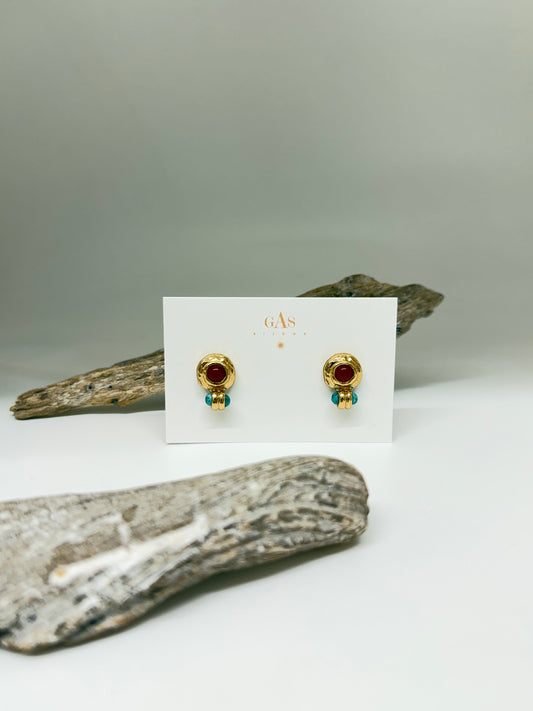 Boucles d'oreilles Puces Amarante mini Bijoux Produite à Marseille Gas bijoux Puces Amarante mini