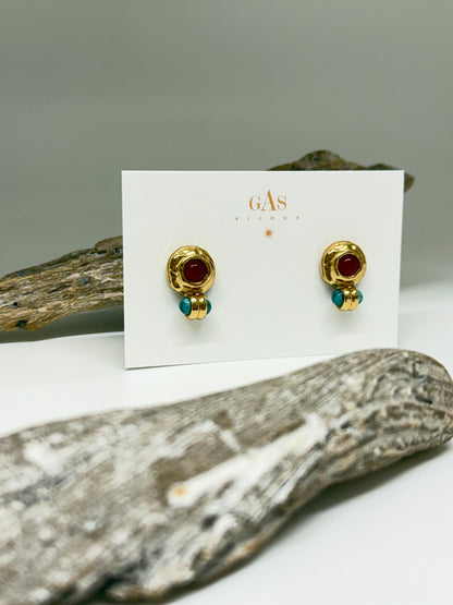 Boucles d'oreilles Puces Amarante mini Bijoux Produite à Marseille Gas bijoux Puces Amarante mini