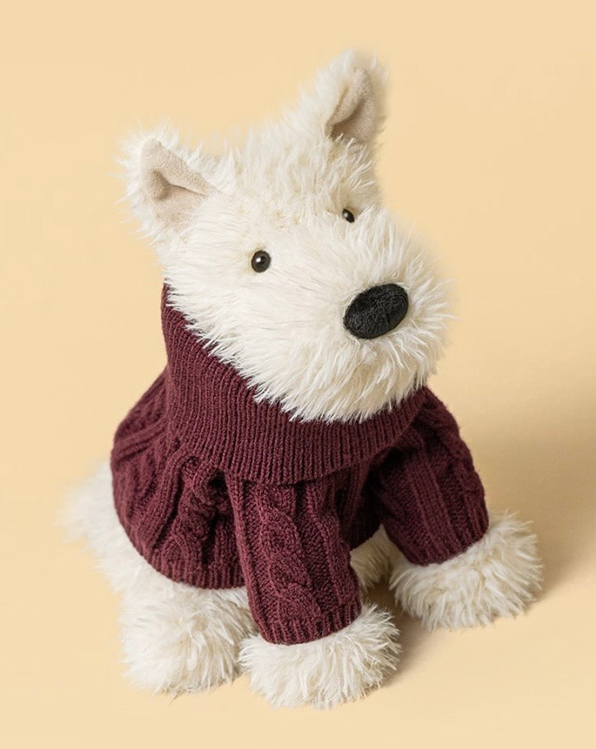 Munro Scottie Dog 'Pull d'hiver' peluche Jellycat dessinée à Londres Munro Scottie Dog 'Pull d'hiver'