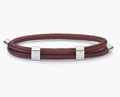 Bracelet Little Lewis DBL Velvet red - Slate Gray Pig & HenAmsterdam Pig& Hen Bracelet Little Lewis DBL Velvet red - Slate Gray