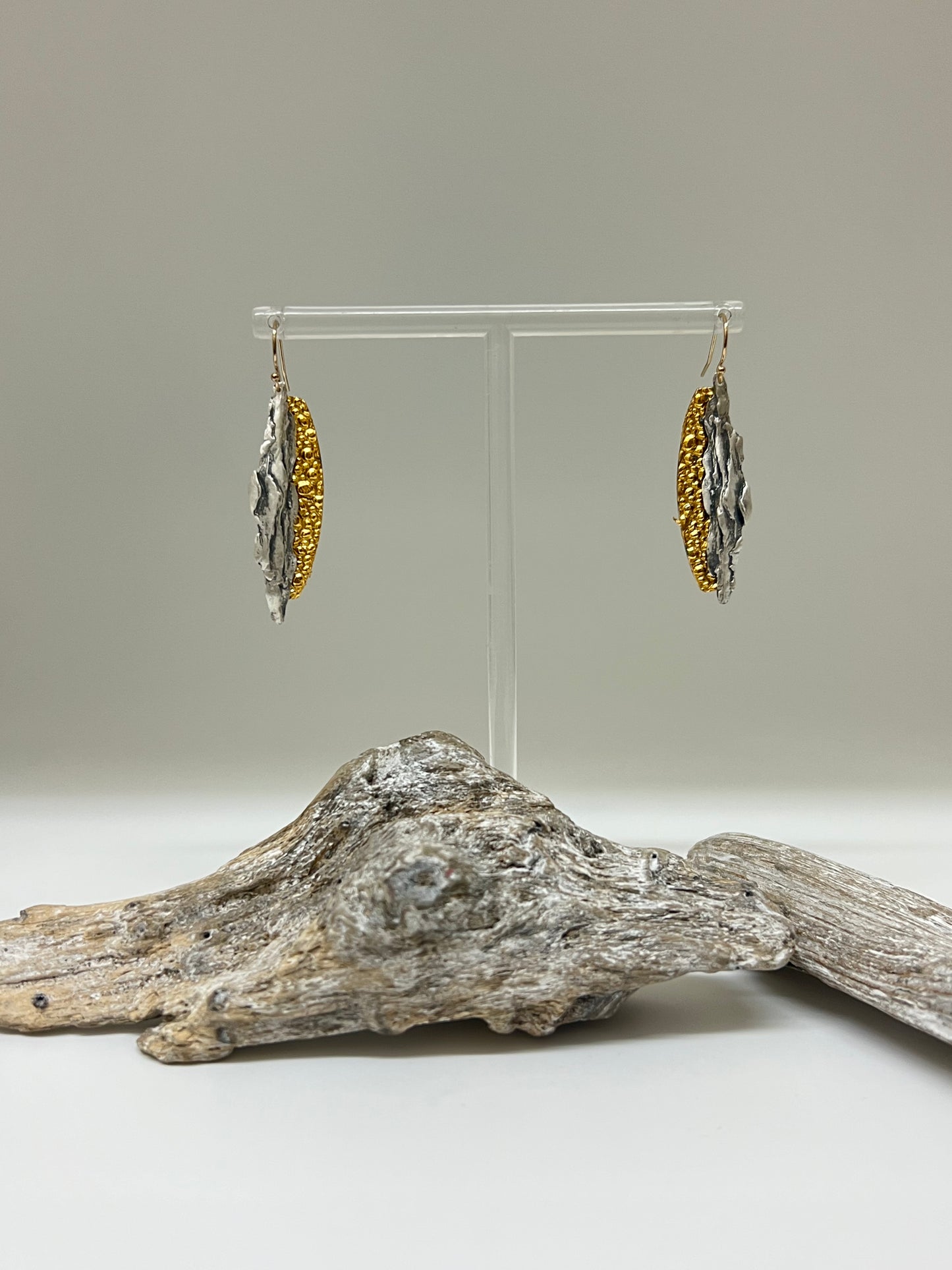 Boucles Emergence Argent 925 et Or fait main en Ontario Air & Earth Design