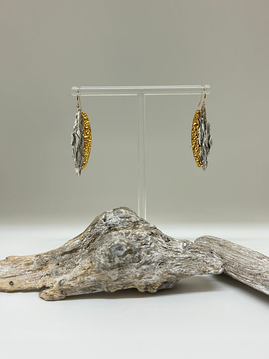 Boucles Emergence Argent 925 et Or fait main en Ontario Air & Earth Design