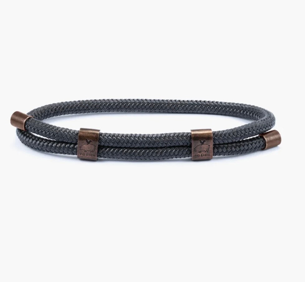 Bracelet Little Lewis DBL Slate Gray Bronze Pig & Hen Amsterdam Pig & Hen Little Lewis DBL Slate Gray Bronze