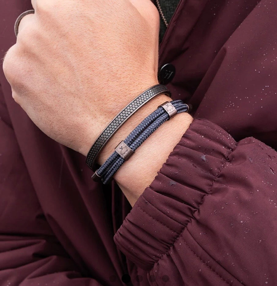 Bracelet Little Lewis DBL Slate Gray Bronze Pig & Hen Amsterdam Pig & Hen Little Lewis DBL Slate Gray Bronze