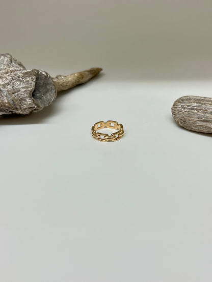 Link Chain Ring Fait à Montréal Treasure Box Bague à Maillons en or