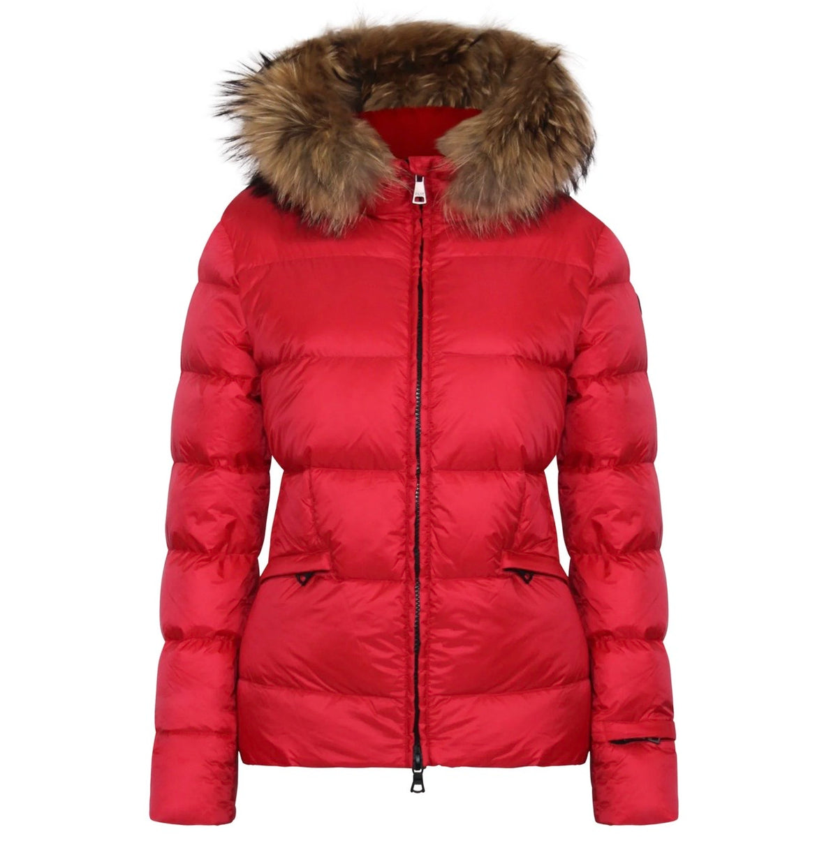 Manteau en duvet SELENE Rouge avec bordure en fourrure Solivé SELENE Rouge