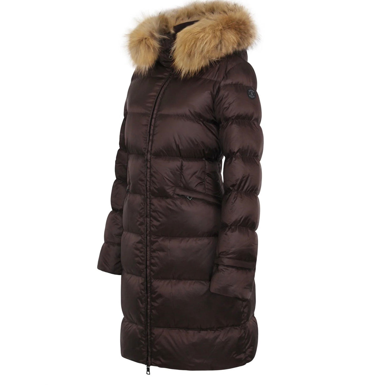 Manteau en duvet FREYA Chocolat avec bordure en fourrure Solivé FREYA Chocolat