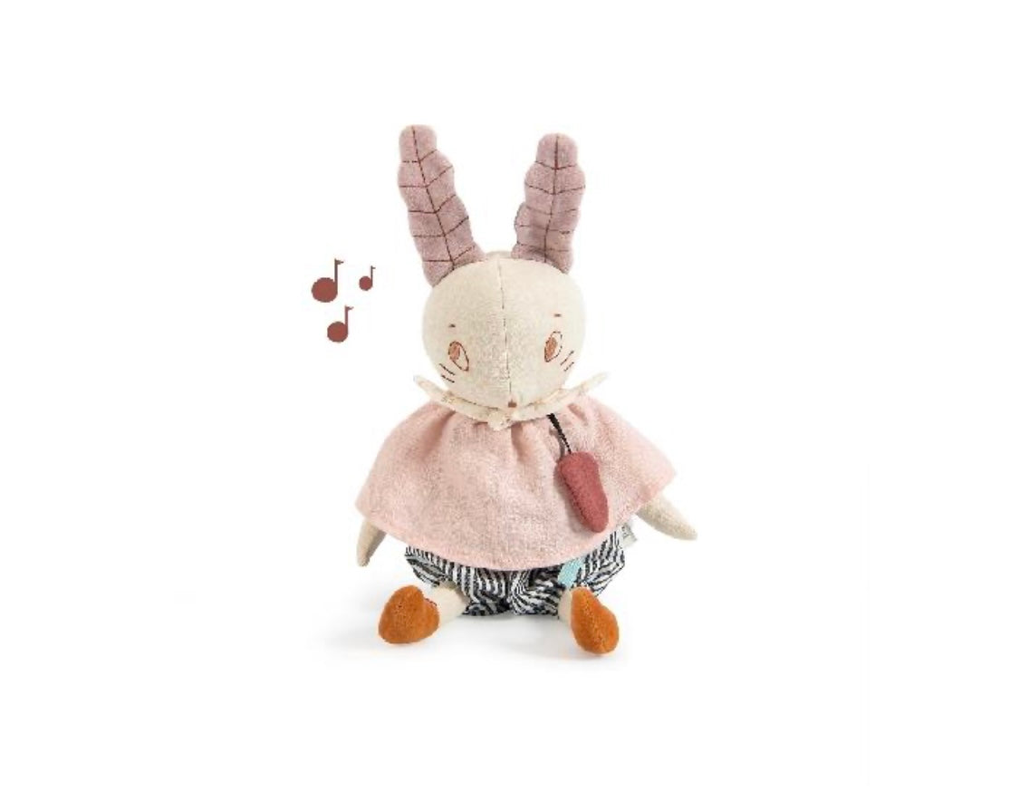Poupée musicale lapin dessinée à Paris Poupée musicale lapin Moulin Roty 715041