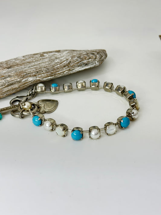 Bracelet cristaux Mariana en laiton plaqué argent 925 rhodium avec Cristal de Swarovski B-4430-M87