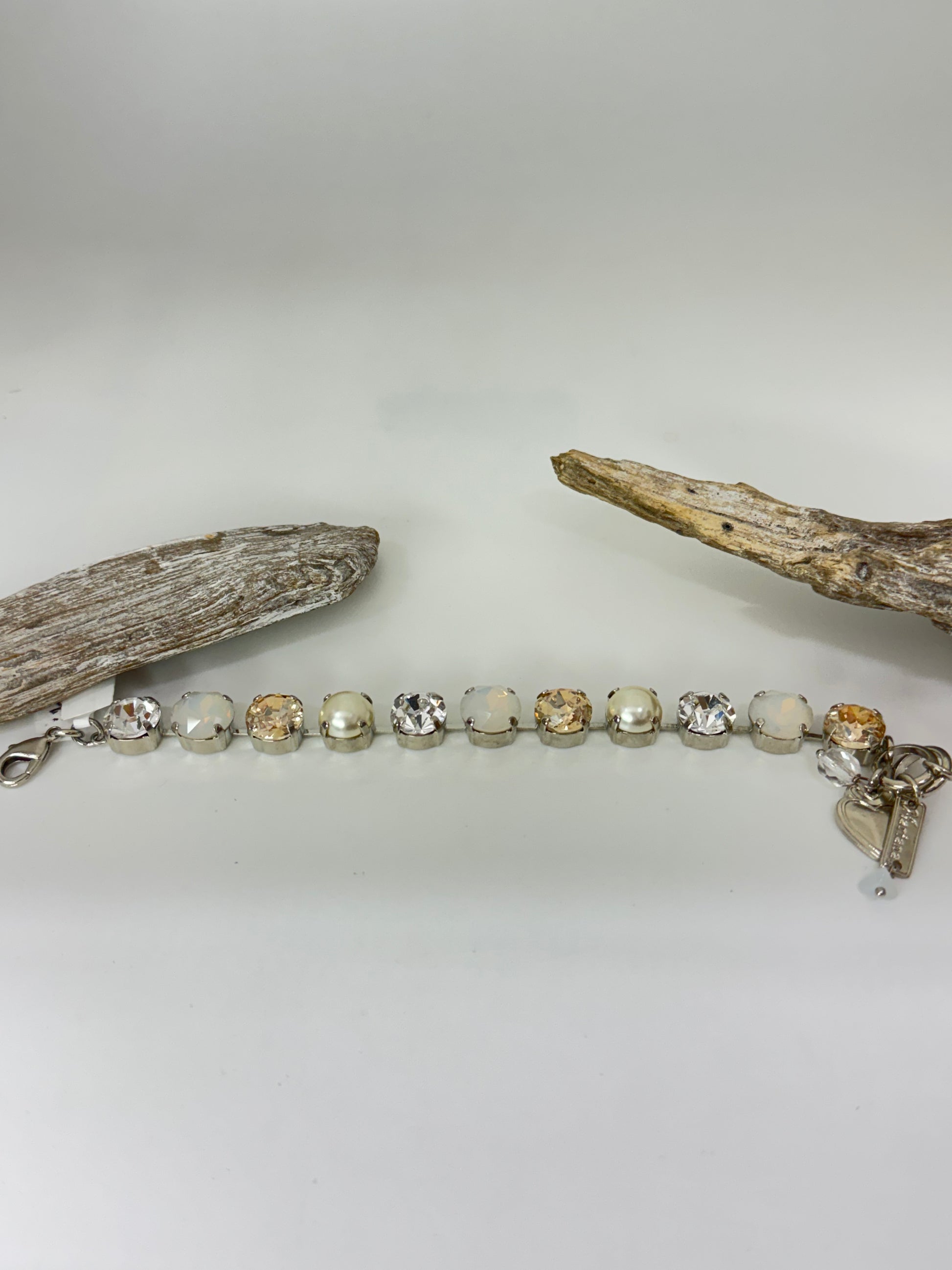 Bracelet Perles et cristaux Mariana en laiton plaqué argent 925 rhodium avec Cristal de Swarovski B-4474-391200