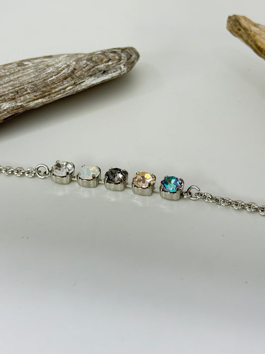 Bracelet Perles et cristaux Mariana en laiton plaqué argent 925 rhodium avec Cristal de Swarovski B-4435/1-1154