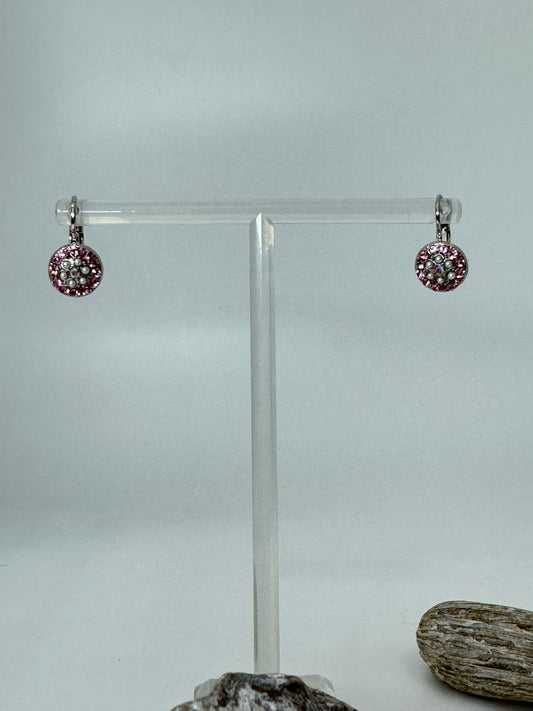 Boucles Rose en laiton plaqué argent rhodiomé avec Cristal de Swarovski Mariana e-1416-1129p
