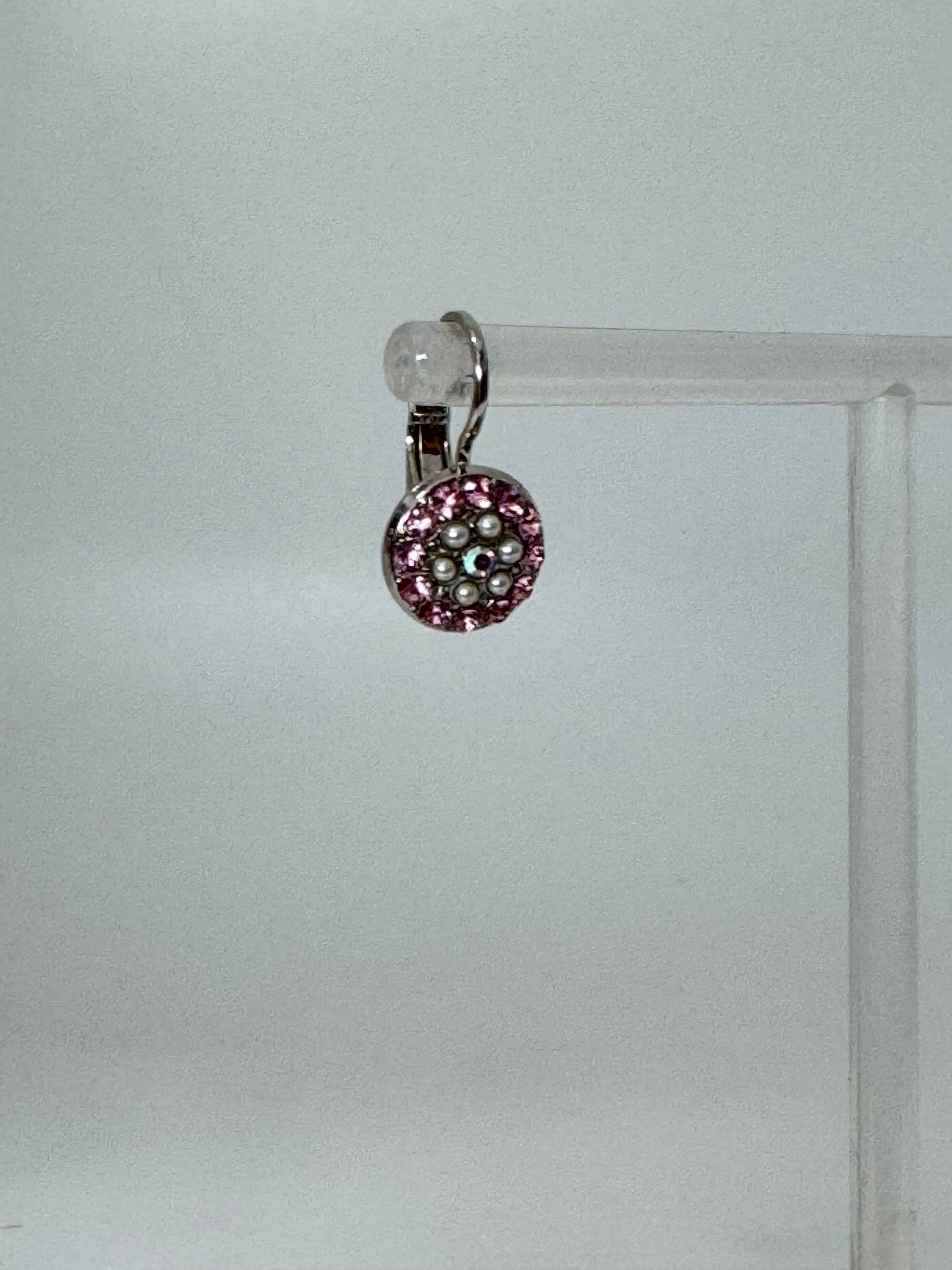 Boucles Rose en laiton plaqué argent rhodiomé avec Cristal de Swarovski Mariana e-1416-1129p