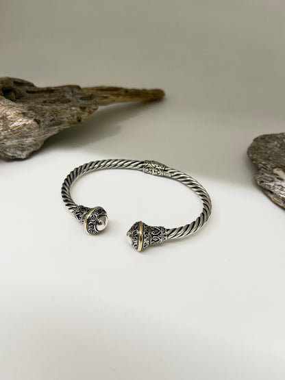 Bracelet Artisanal Cuff Argent 925 et or Fait par des Artisans de l’Indonésie Bracelet Artisanal Cuff Argent 925 et or