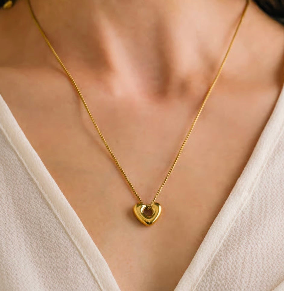 Collier résistant à l'eau pendentif cœur, dessinée à Vancouver Lovers Tempo 2WP-FA26001-GLD