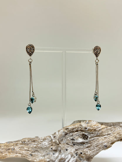 Boucles d'oreilles Topaz bleu et Argent