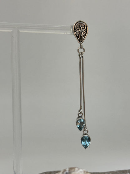 Boucles d'oreilles Topaz bleu et Argent