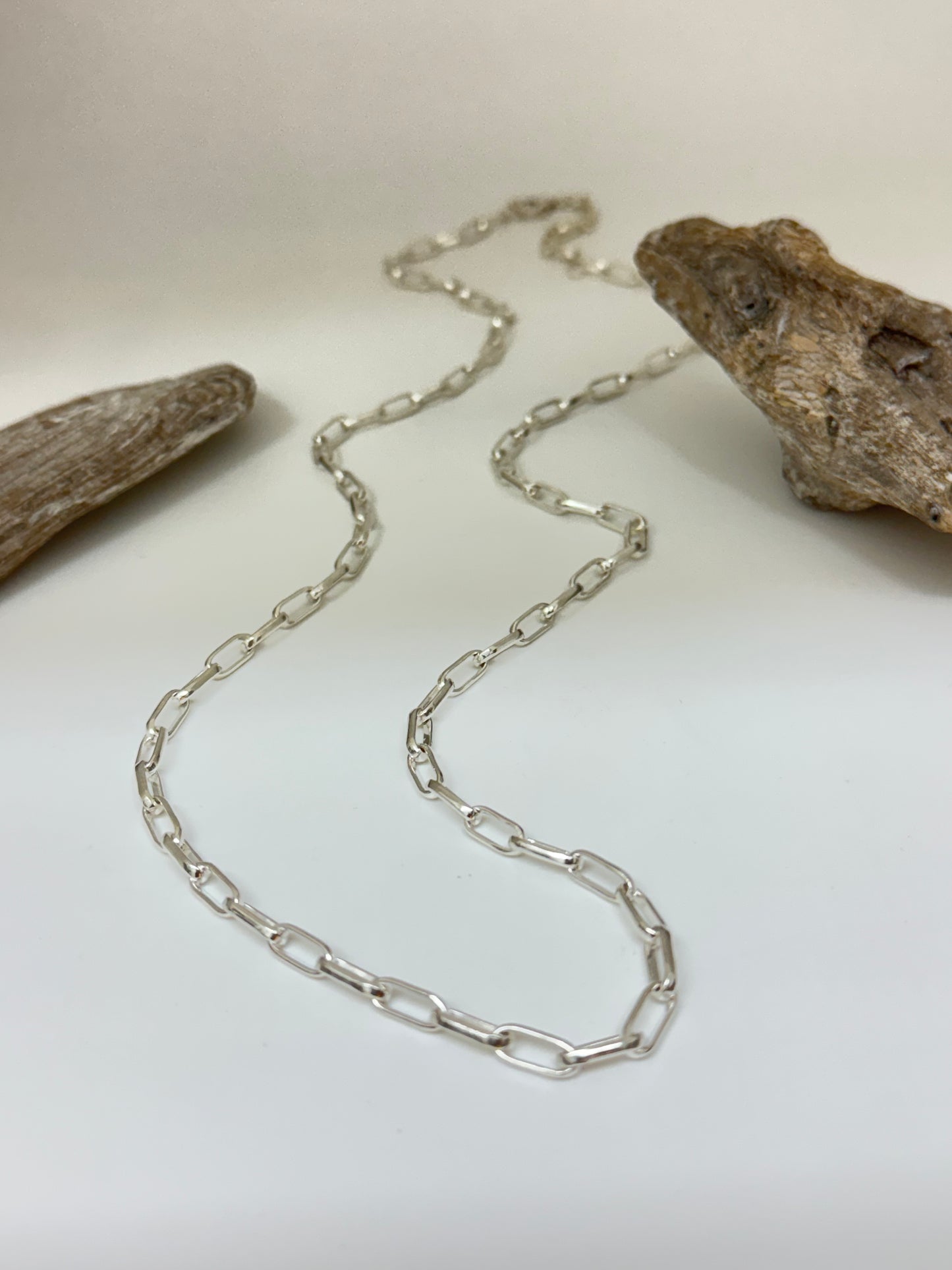 Chaine Paper clip 30" Argent 925 Fait main Artisans d'Indonésie
