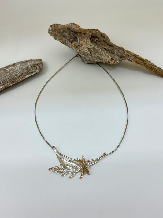 Collier Cèdre pendentif Double 2, Thuya occidental Amulette par Bénédite Séguin H-C-Pd4