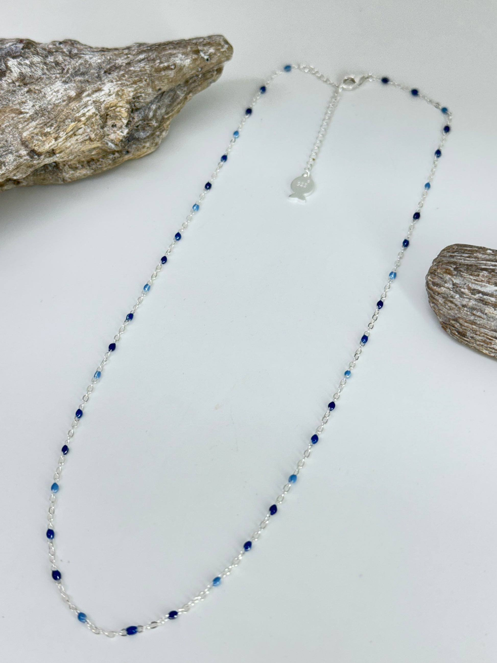 Collier Mimi bleu Argent 925 Fabriqué à la main à Paris en France Clio Blue Collier Mimi
