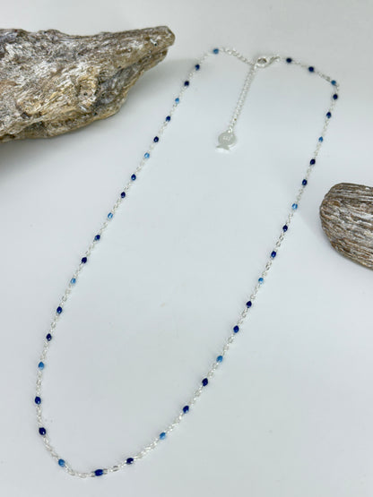 Collier Mimi bleu Argent 925 Fabriqué à la main à Paris en France Clio Blue Collier Mimi