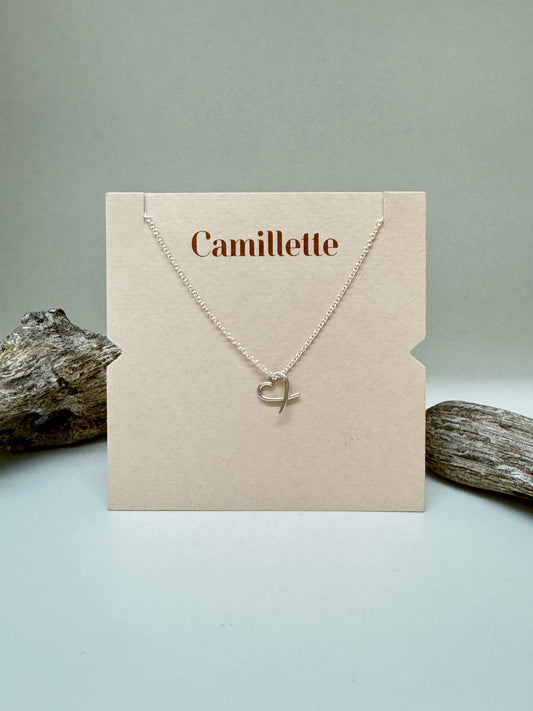 Collier Cœur Croisé - Argent Fait à la main à Montréal Camillette Collier Cœur Croisé Argent