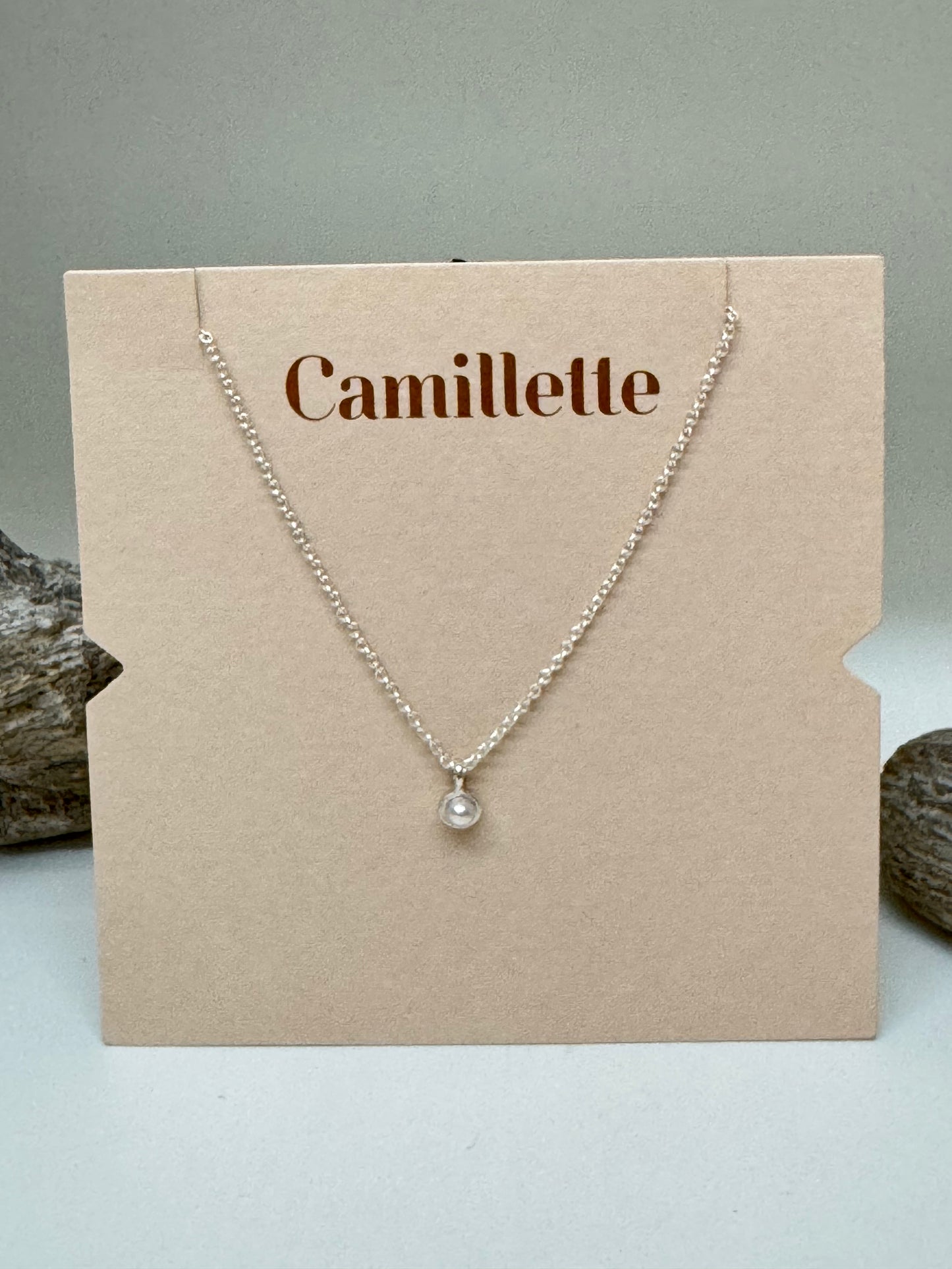 Collier Perle Solitaire - Argent sterling Fait à la main à Montréal Camillette Collier Perle solitaire