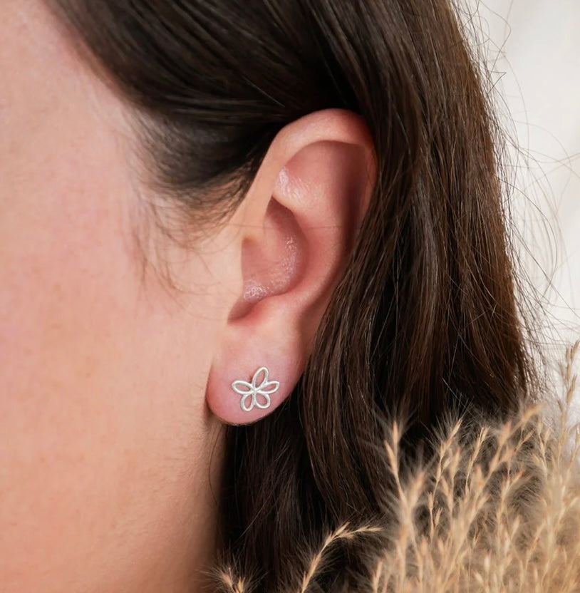 Boucle Marguerite Argent 925 Fait à la main à Montréal Camillette Boucles d'oreilles Marguerite