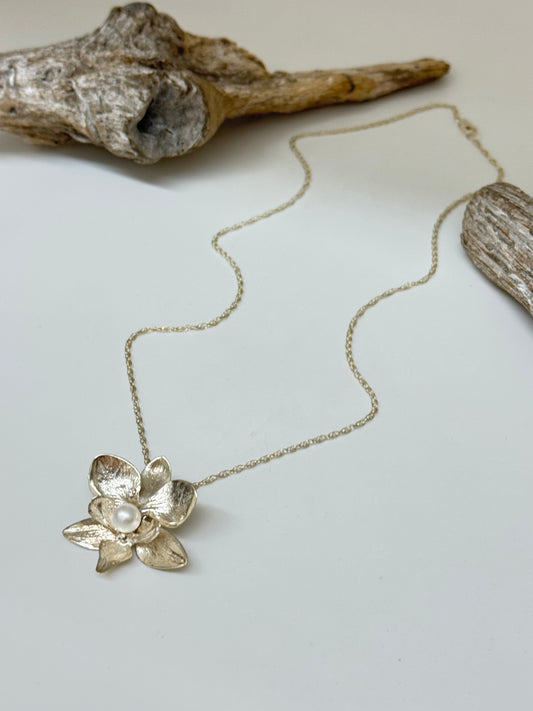Collier Orchidée Phalaenopsis Brother-Pico 3 Argent Amulette par Bénédite Séguin O-P-P3-B