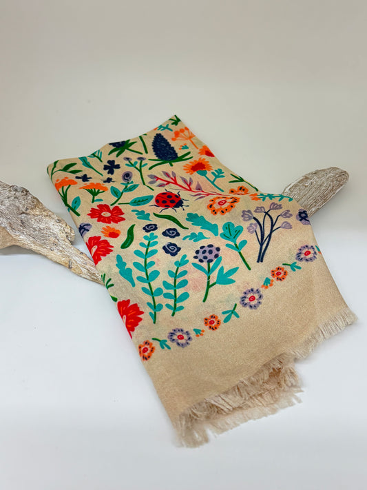 Foulard Bandana - Fleurs sauvage&nbsp; 100 % coton - Powder design CBA 3