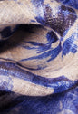 Écharpe en lin/coton - Fleurs bleues