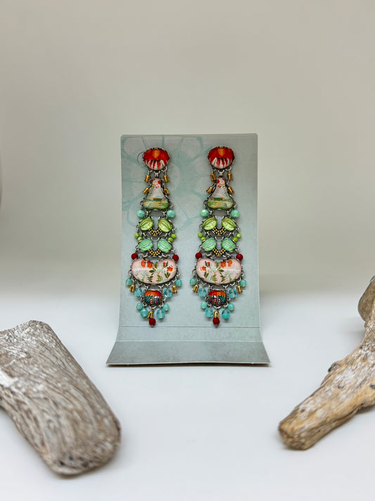 Boucles d'oreilles Ayala Bar Flower Garden Cristaux/Métaux antiques/Verre fabriquée au Moyen-Orient R2244