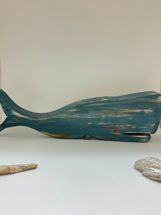 Baleine à déposer bleu fait de bois sm recyclé Fait main à Cap Santé Bertrand Massé artiste