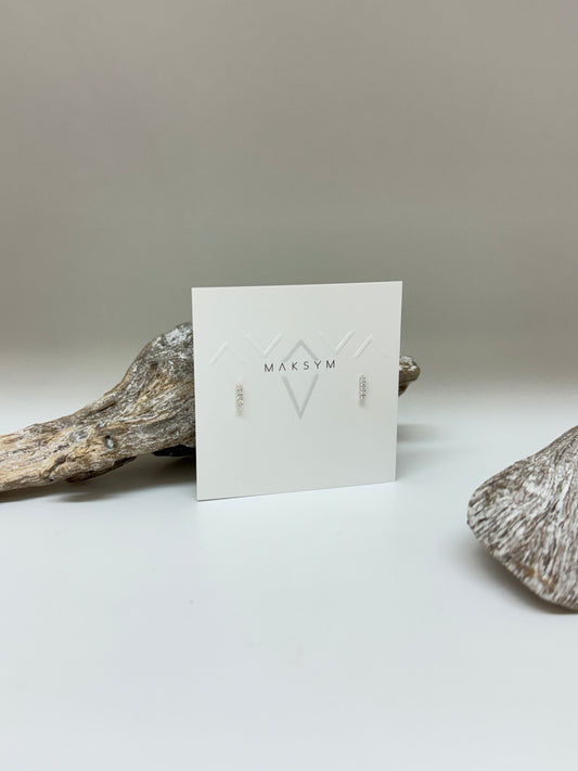 Boucles d'oreilles barre + 5 cz  // Argent Fait main à Montréal Maksym bocza5