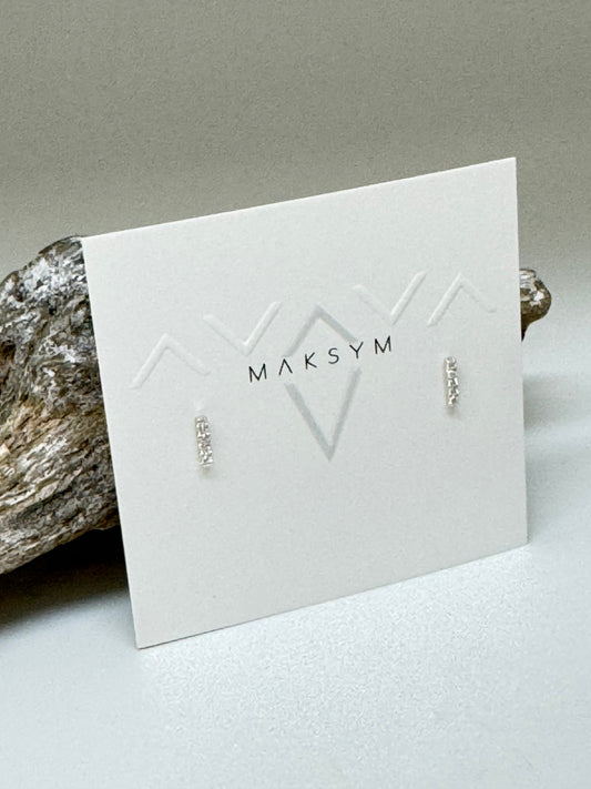 Boucles d'oreilles barre + 5 cz  // Argent Fait main à Montréal Maksym bocza5