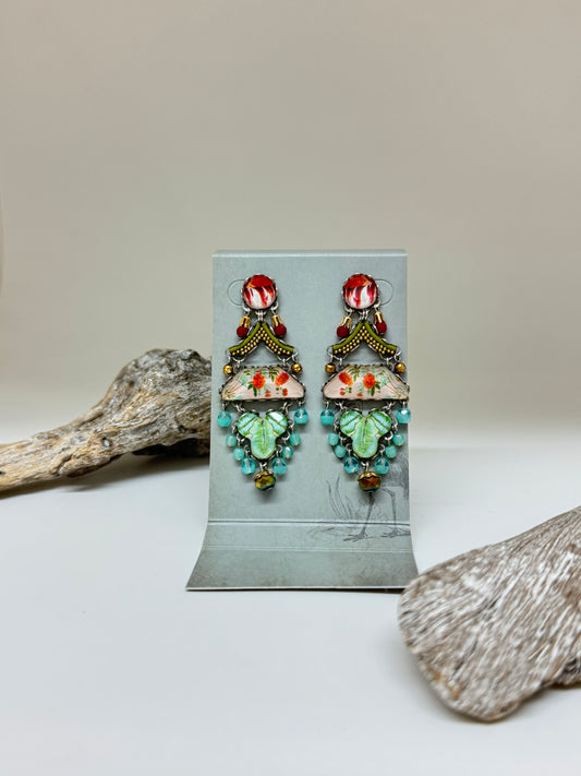 Boucles d'oreilles Ayala Bar Jardin de fleurs Cristaux/Métaux antiques/Verre fabriquée au Moyen-Orient R2246