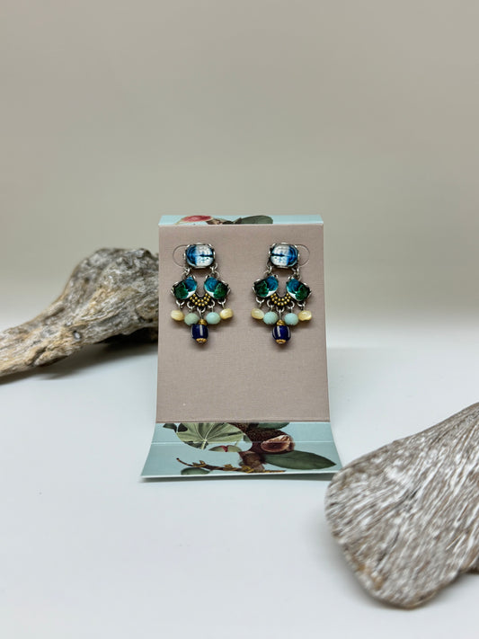 Boucles d'oreilles Ayala Bar Fresh Waters, Kari Cristaux/Métaux antiques/Verre fabriquée au Moyen-Orient R2242