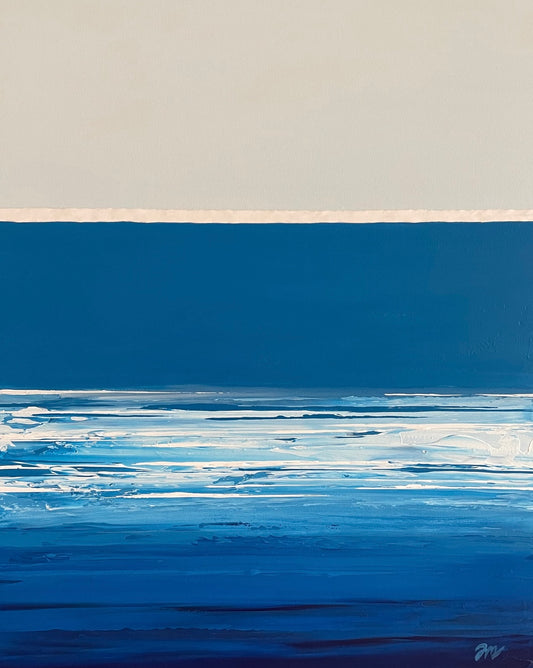 BABY BLUE II Isabelle Murray Rivière du loup Acrylique sur bois 24 x 30 pouces Baby blue