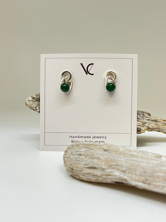 Heureuse - Boucles d’oreilles Jade africain Fait main à Montréal Véronique Roy