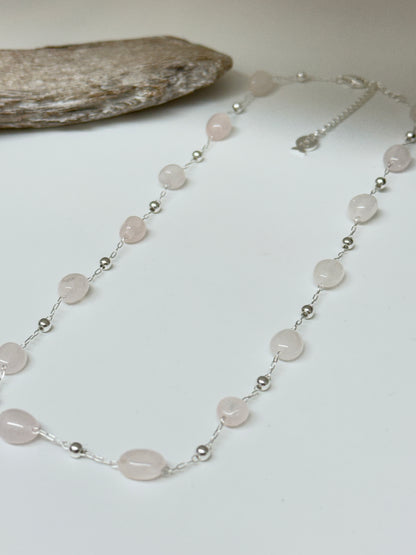 Collier Argent 925 Quartz rose Clio Blue Fait main à paris CO4248QRO
