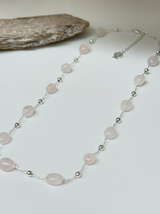 Collier Argent 925 Quartz rose Clio Blue Fait main à paris CO4248QRO