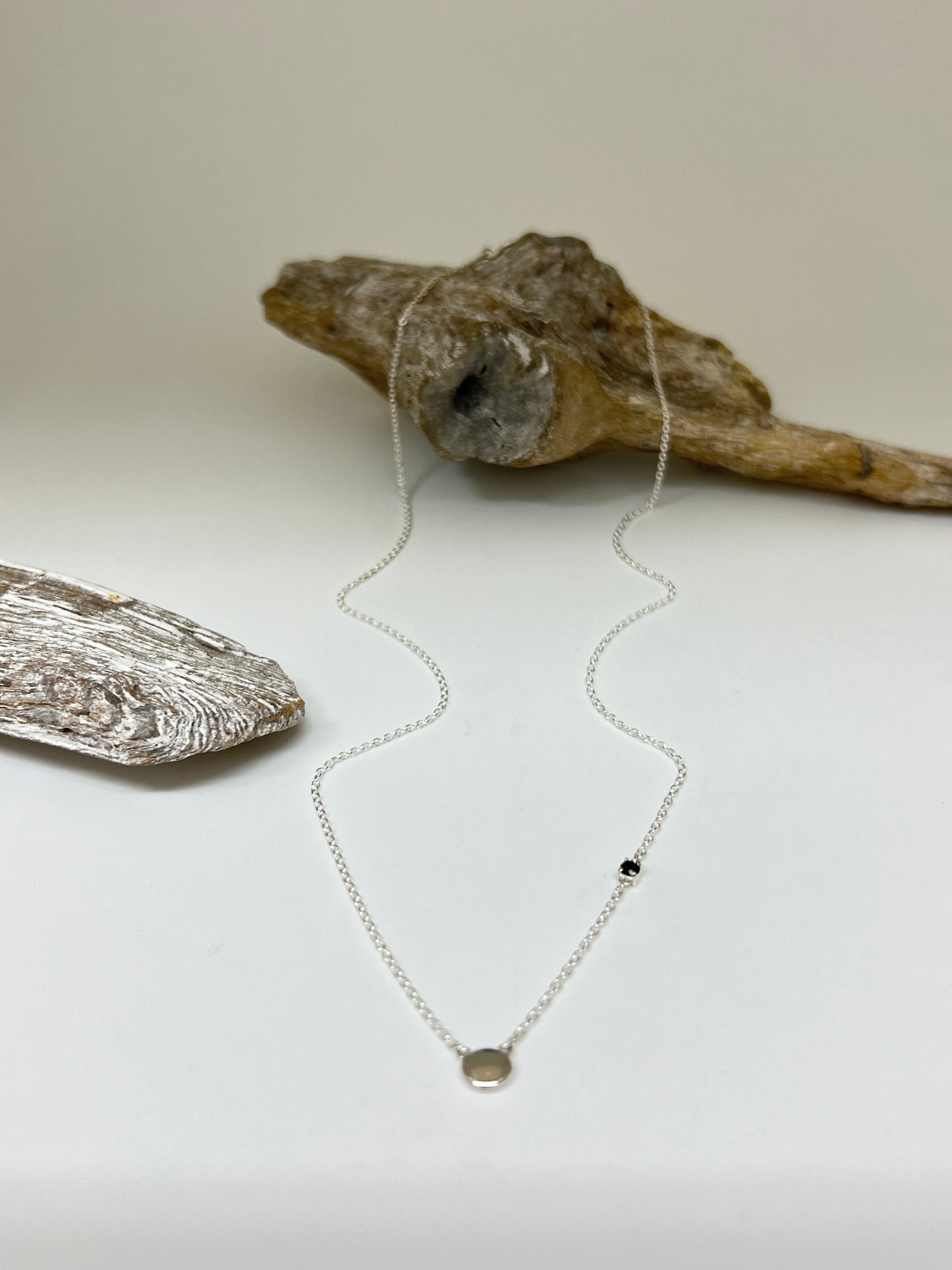 Collier pastille + spinelle Argent 925 Fait main à Montréal Maksym Joaillerie COLPA