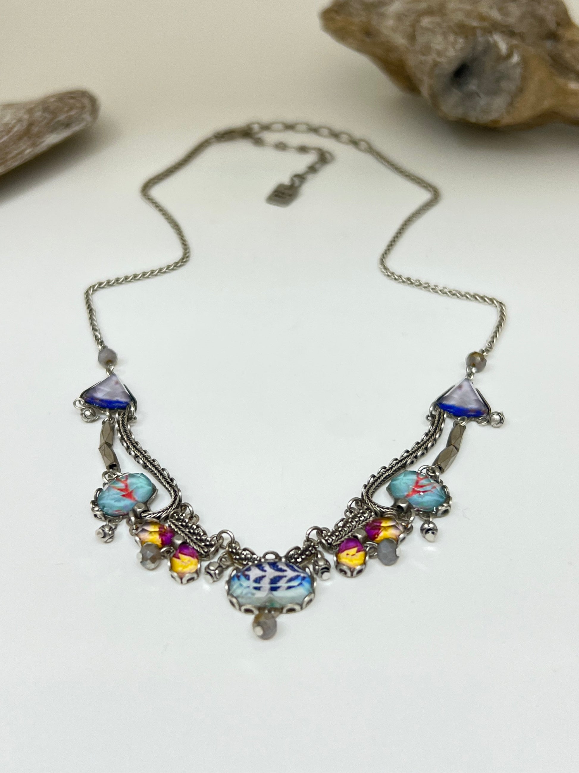 Collier Xylia de verre-Métaux Antique Fabriqué en Israël R3449 AyalaBAR