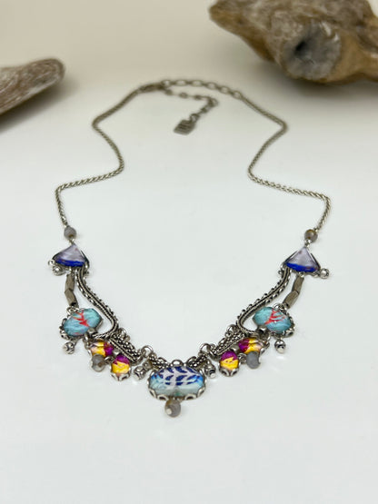 Collier Xylia de verre-Métaux Antique Fabriqué en Israël R3449 AyalaBAR