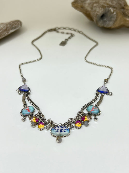 Collier Xylia de verre-Métaux Antique Fabriqué en Israël R3449 AyalaBAR
