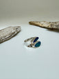 Bague Argent 925  deux Opal de feu horizontal Dessiné par Carole Morand de Montréal Opal de feu