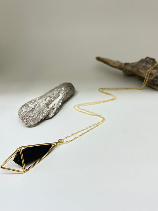 Collier Lumia Shungite et Argent plaqué or 14 carats Saraswati Lumia N-LUGS