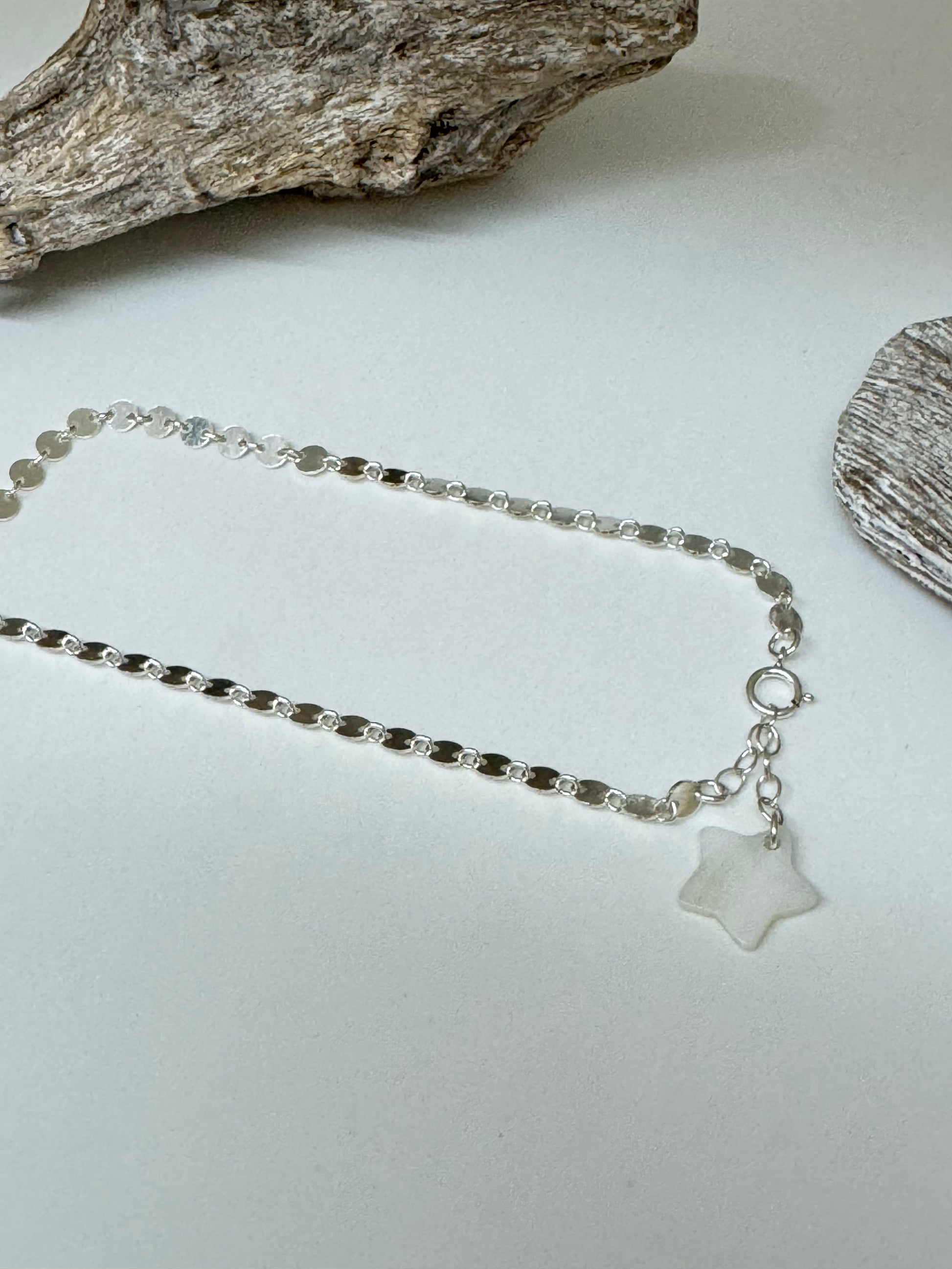 Bracelet de cheville Paillettes Argent sterling fait à la main à Amsterdam Blinckstar 191E