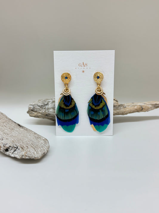 Boucles d'oreille Sao Ter Vert et Bleu Bijoux Produite à Marseille